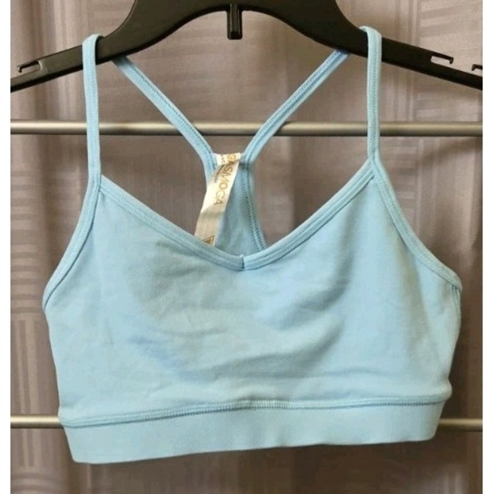 YogaSmoga Strappy Racerback Sports Bra Yoga Athletic Blue Small